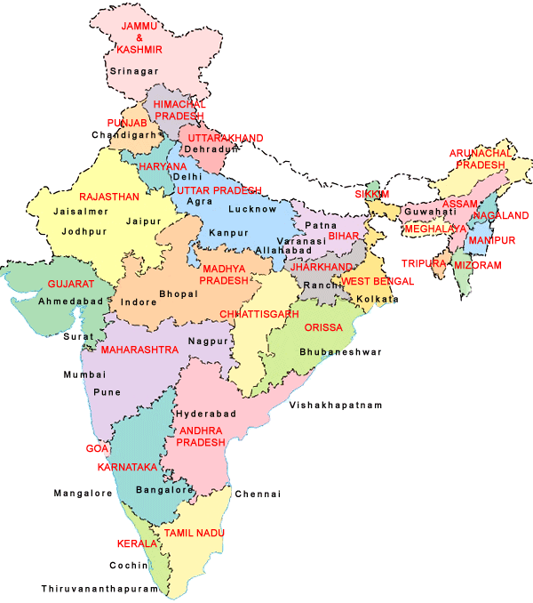 detailed india map